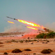 IRGC multiple launch rocket systems firing during live-fire exercises in a photo released July 28, 2020. This photo was released by the IRGC and cannot be independently verified